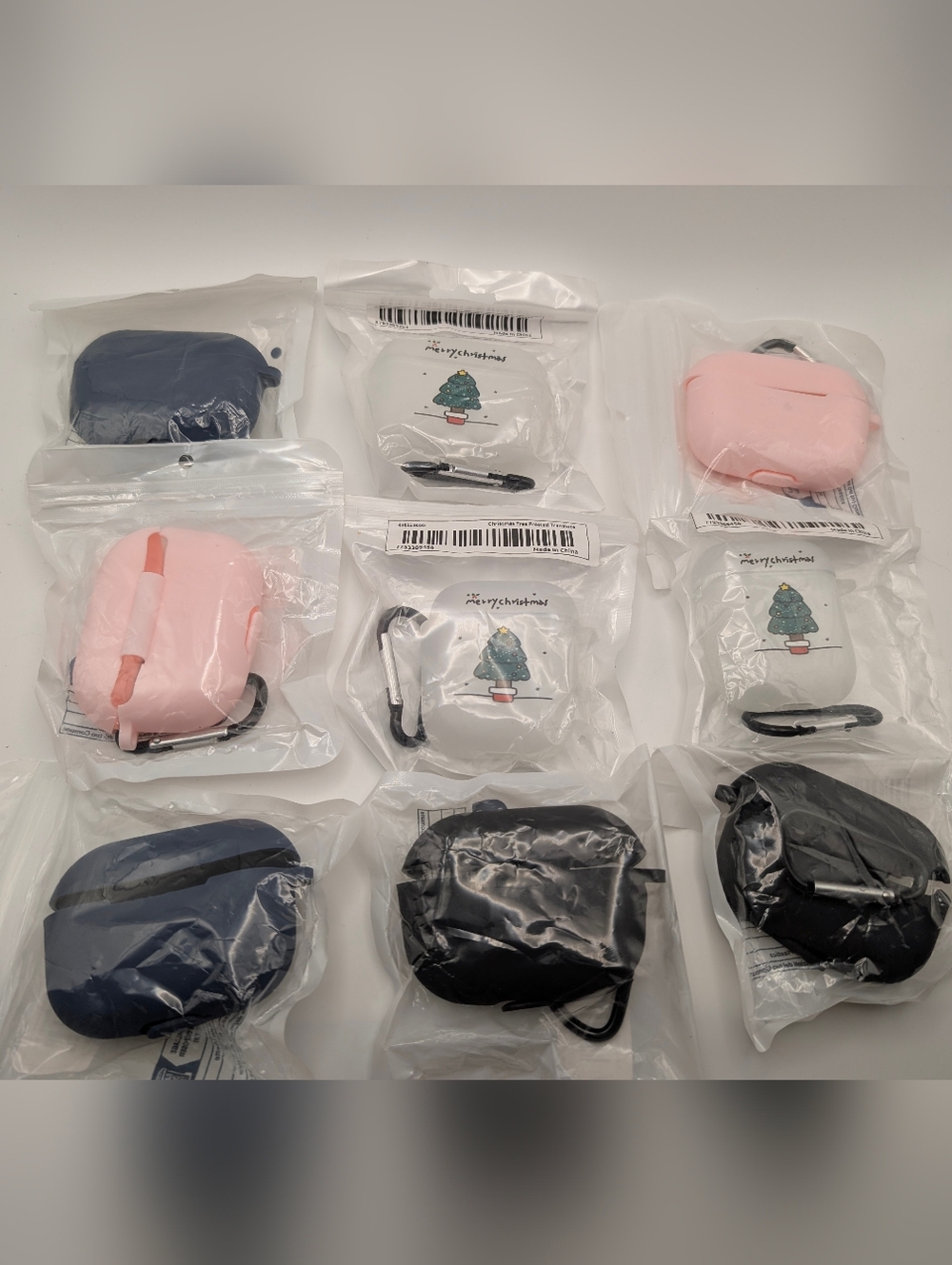 9 Various AirPod  Silicone Cases Pink Black Navy Clear Christmas Tree Brand New